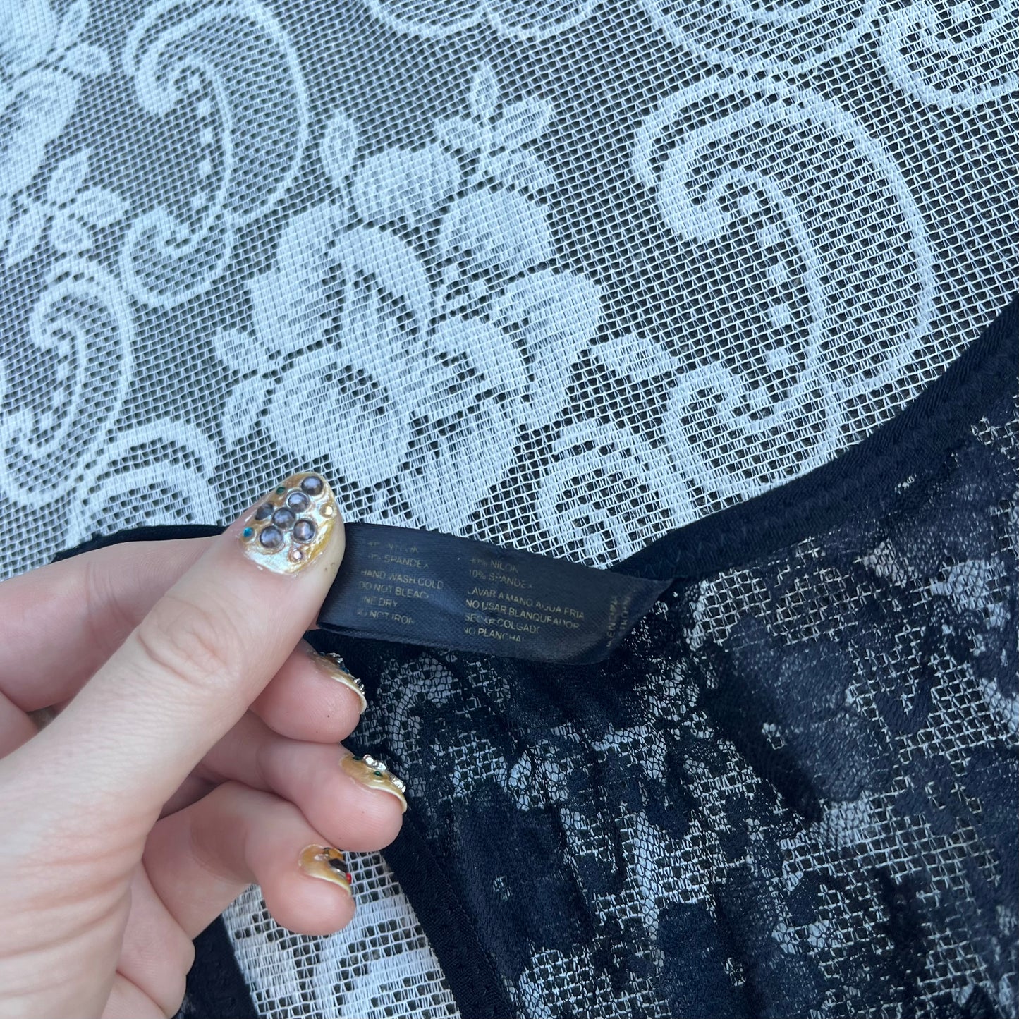 sheer black lace slip dress (L) (as-is)