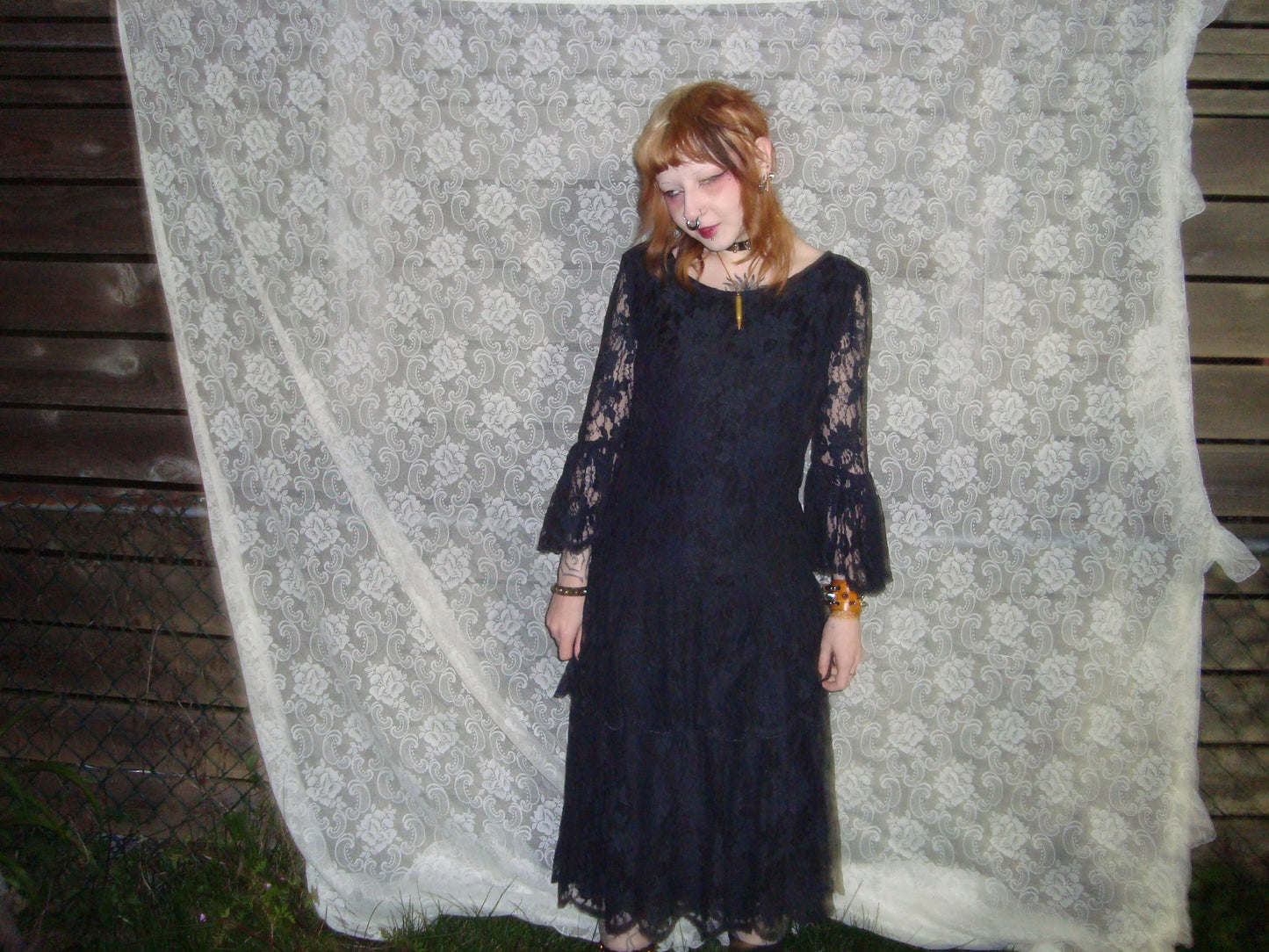 handmade antique black lace mourning dress