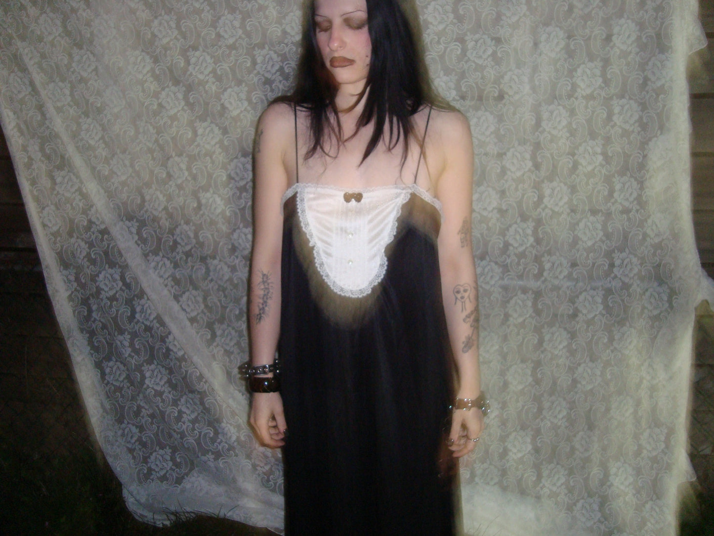 80s tuxedo maxi slip dress