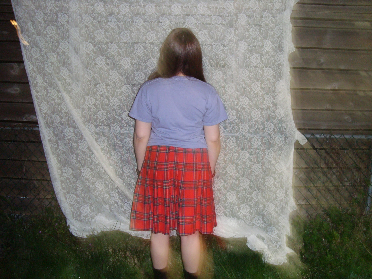 classic red pleated skirt