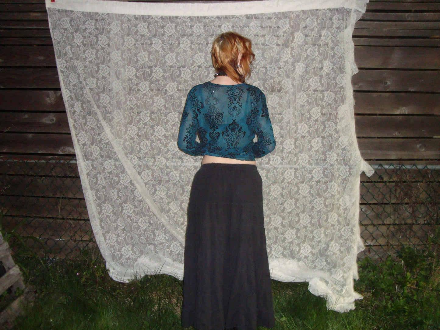 long black tiered linen-y skirt