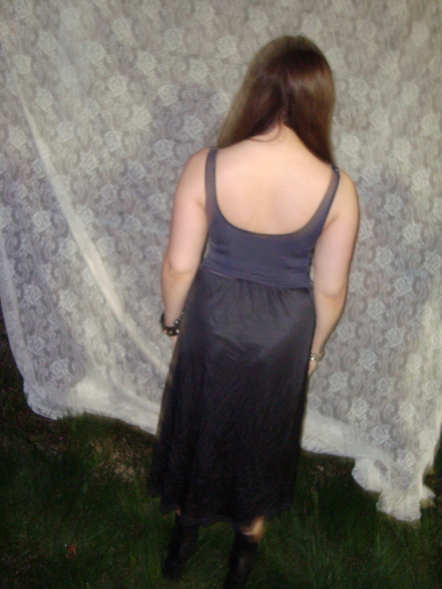 grey stretchy lace tank top