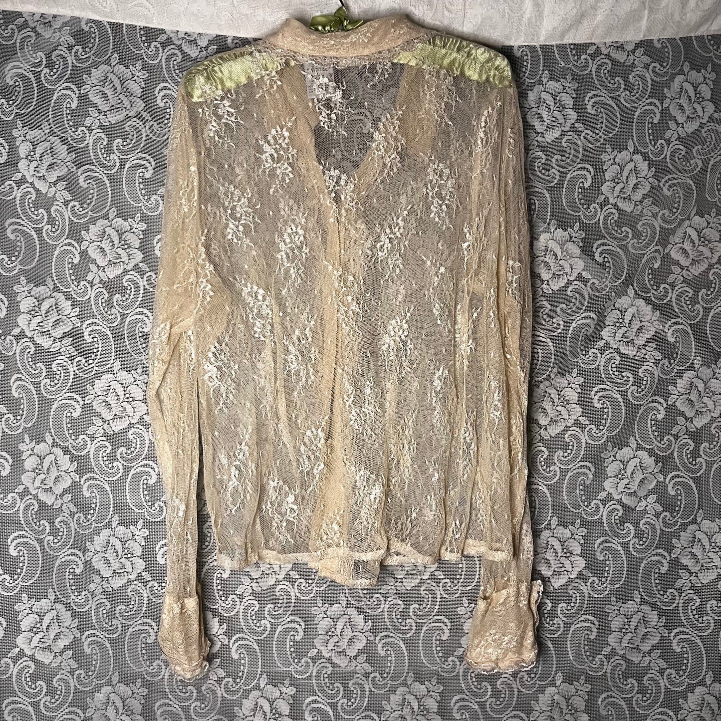 sheer lace button up