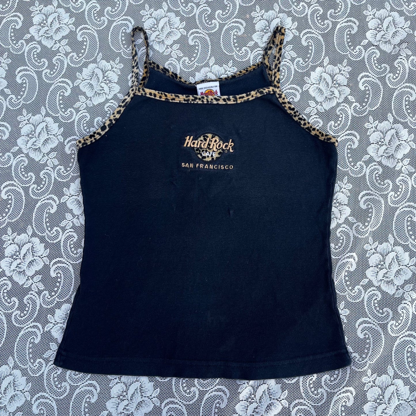 leopard print hard rock cafe san francisco tank top