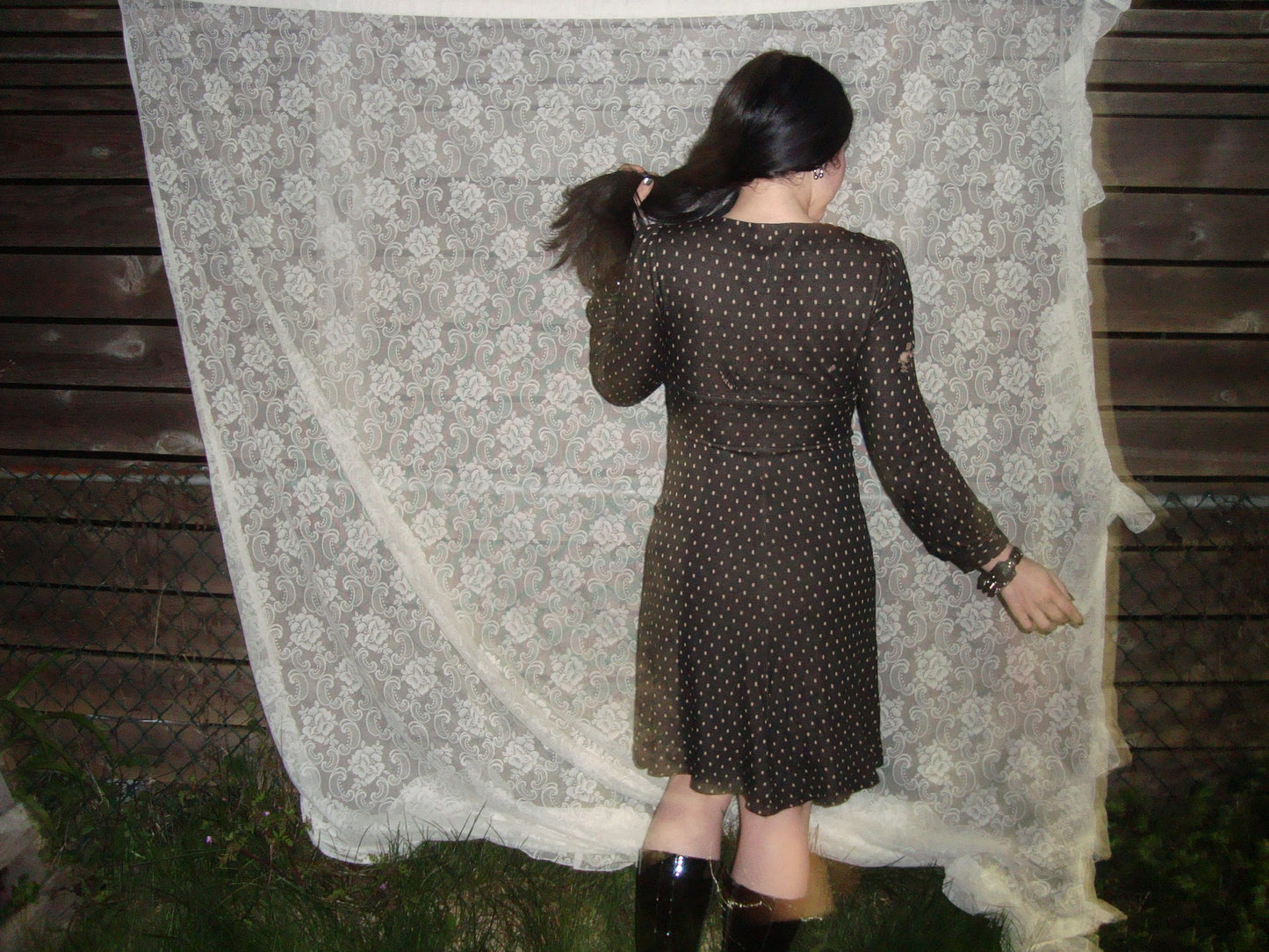 vintage distressed polka dot betsey johnson dress