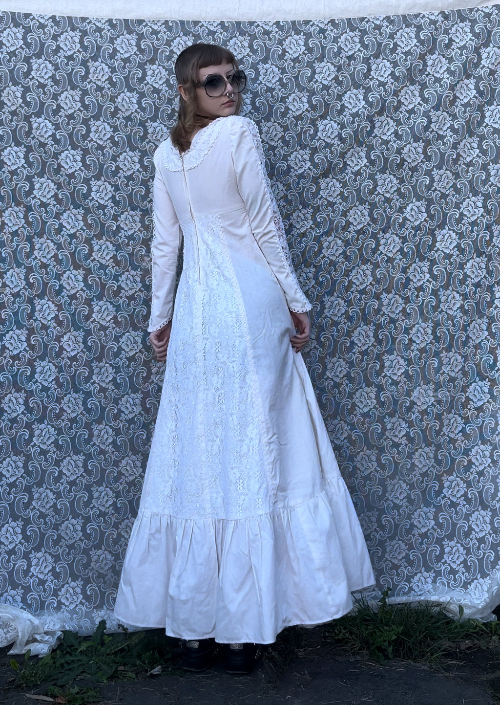 handmade white lace detail prairie dress