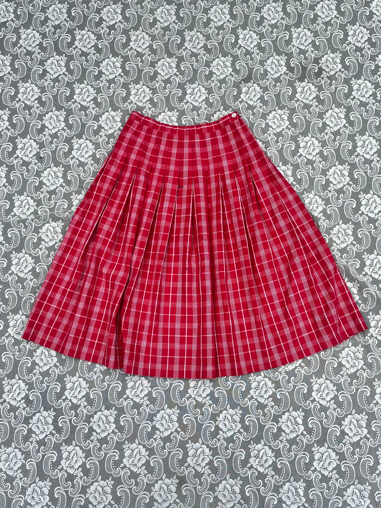 hot pink plaid pleated pendleton skirt