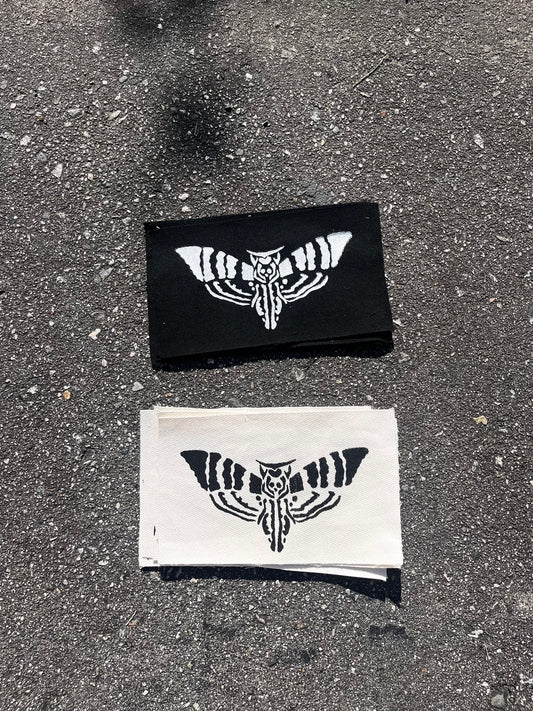 deaths head moth screenprinted patch