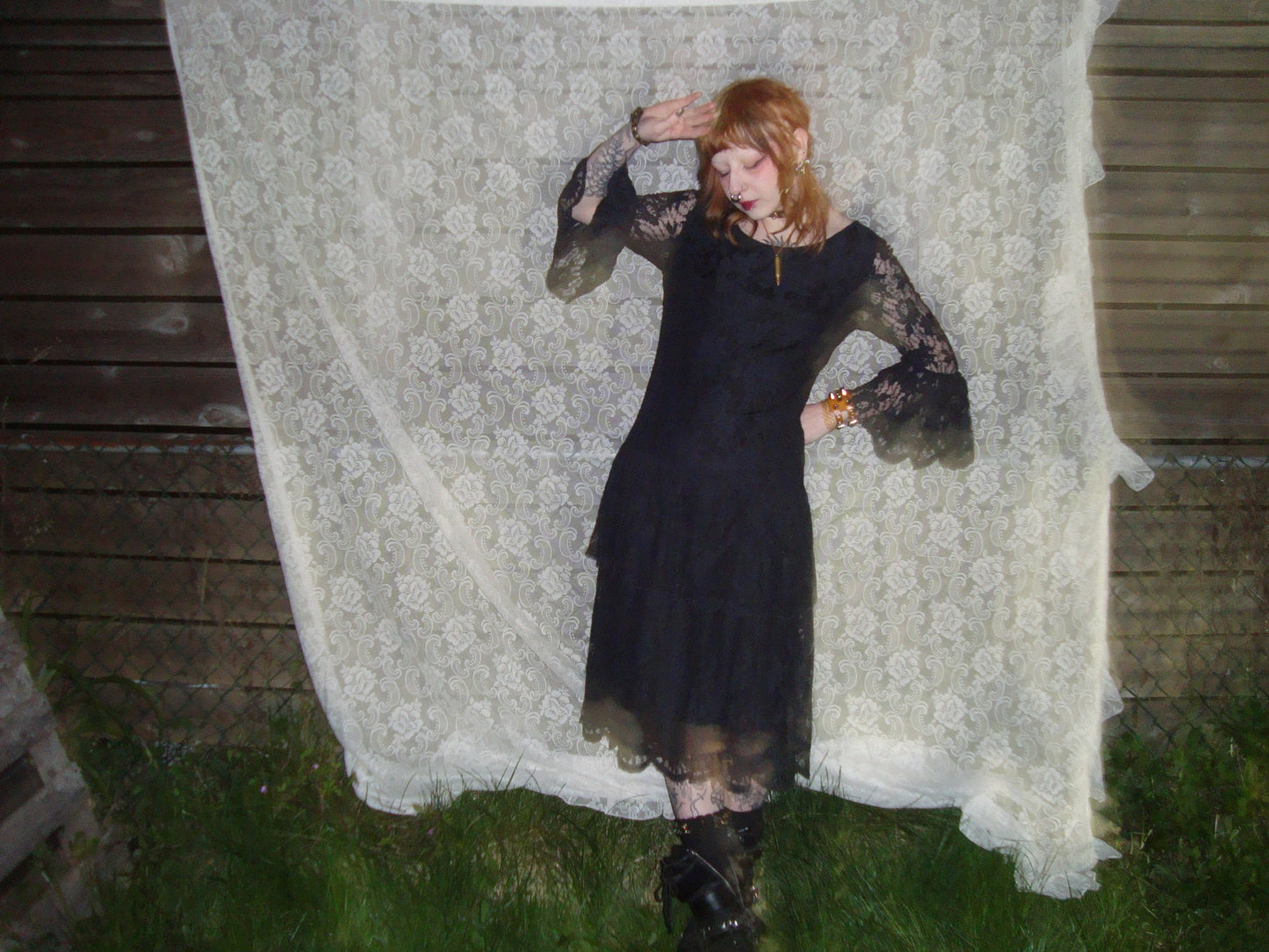 handmade antique black lace mourning dress
