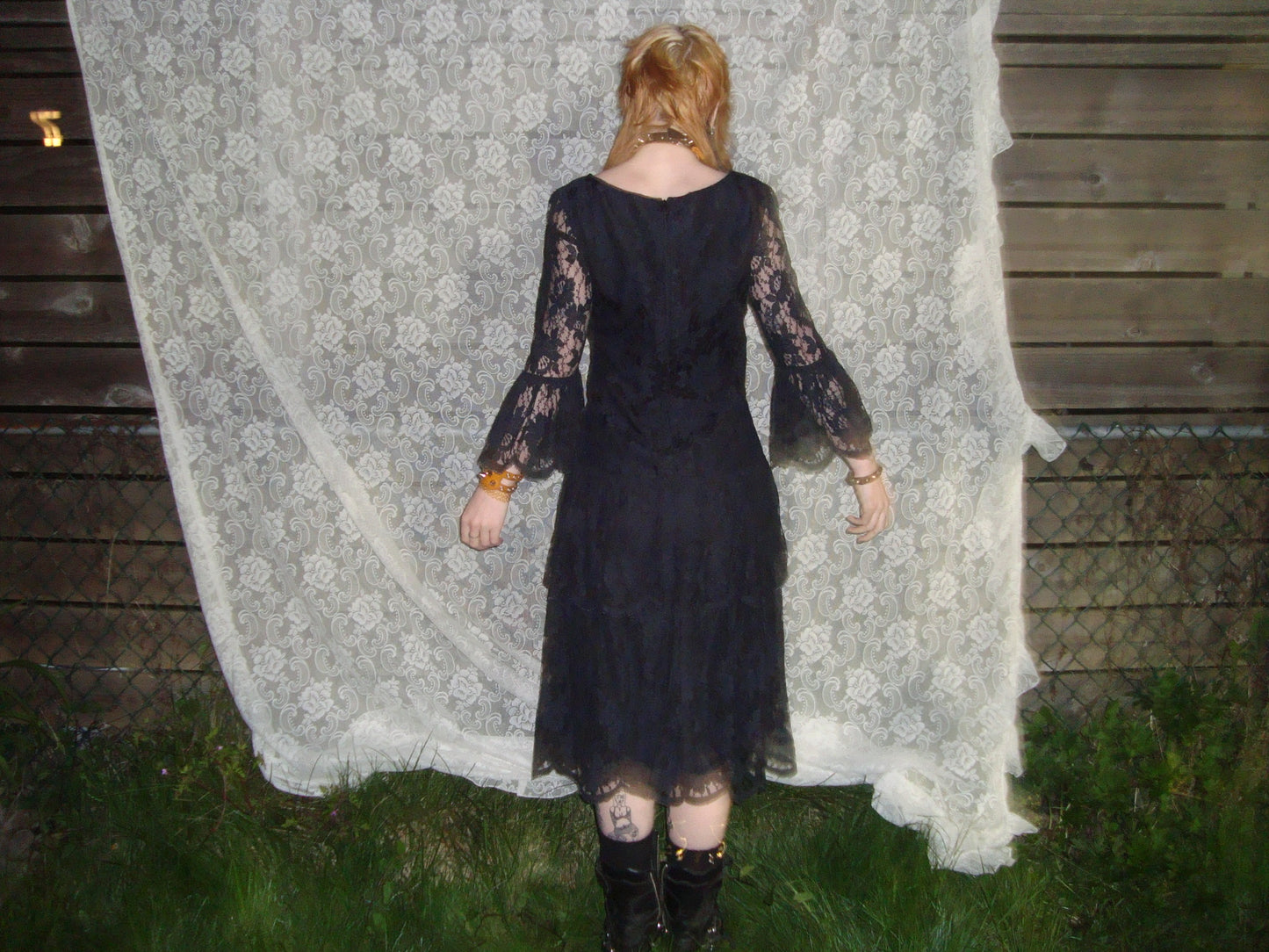 handmade antique black lace mourning dress