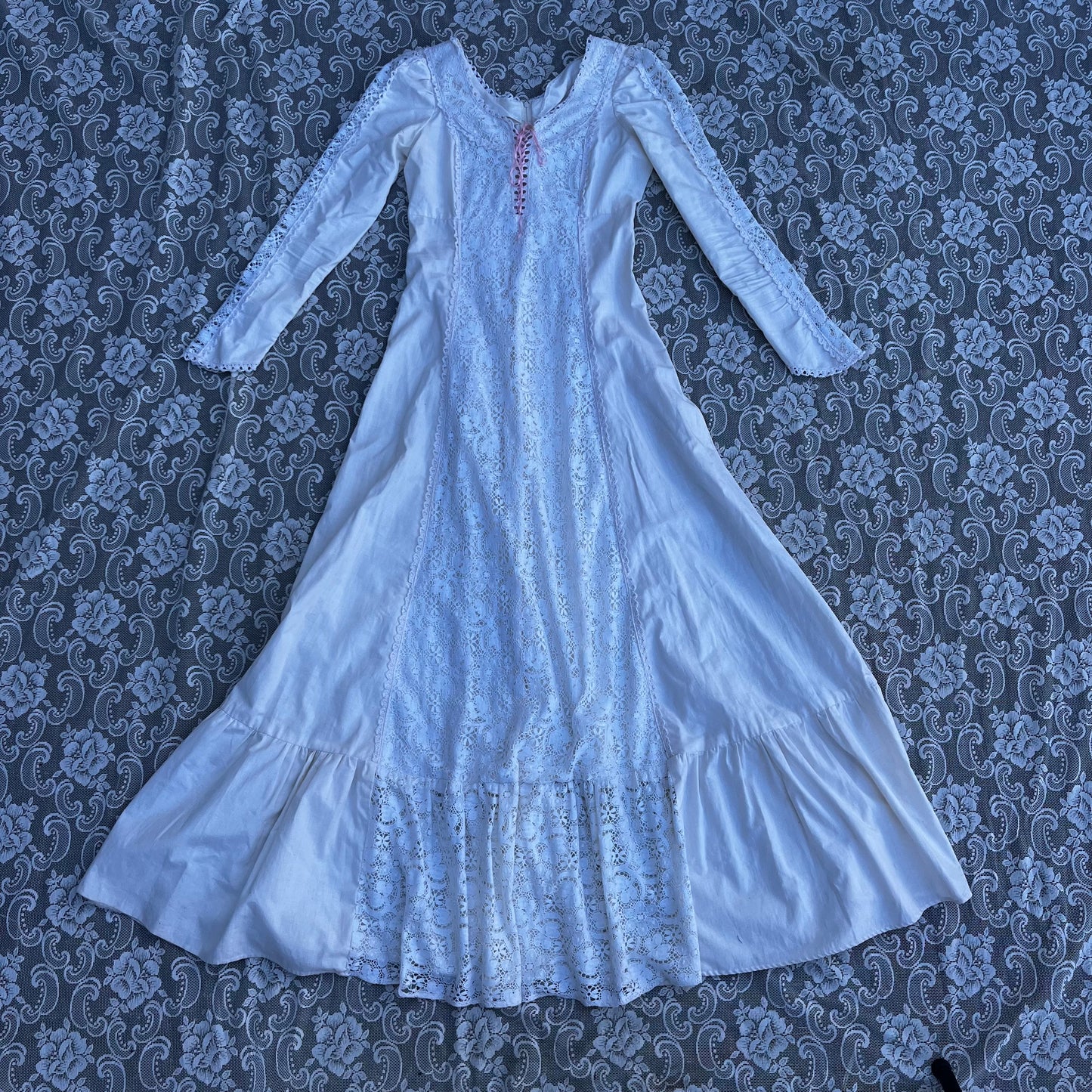 handmade white lace detail prairie dress