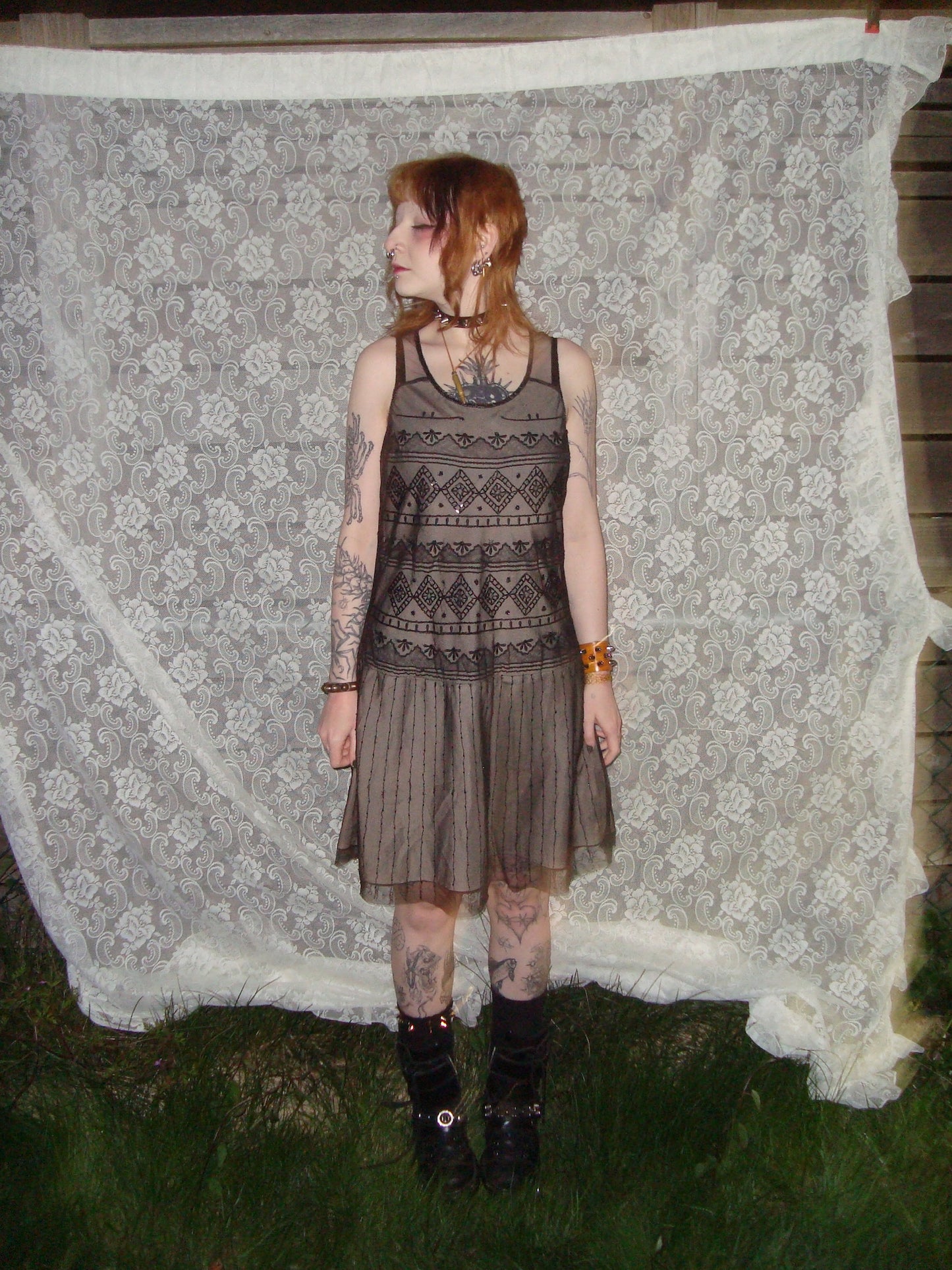 20s style beaded mesh dress