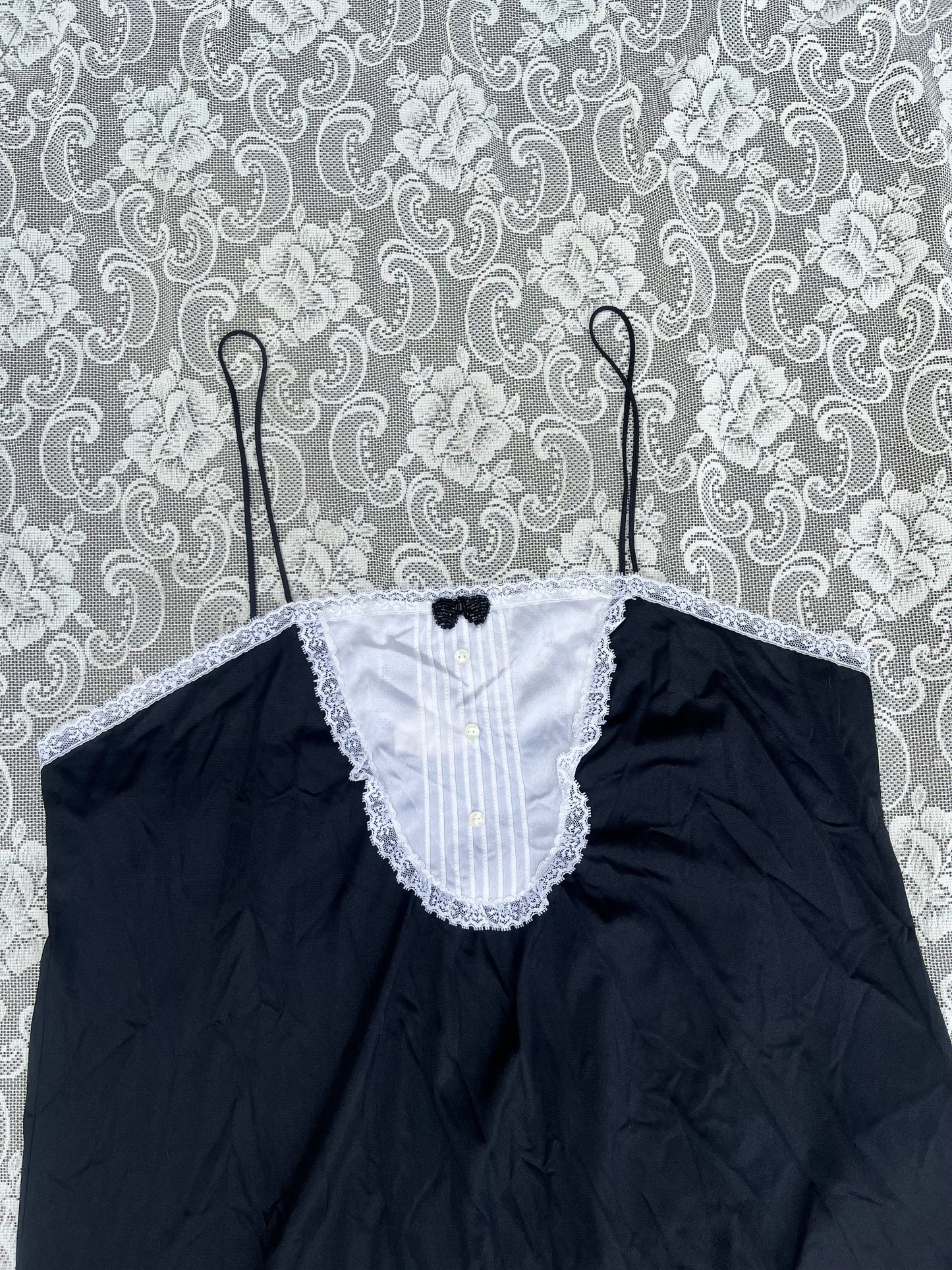 80s tuxedo maxi slip dress