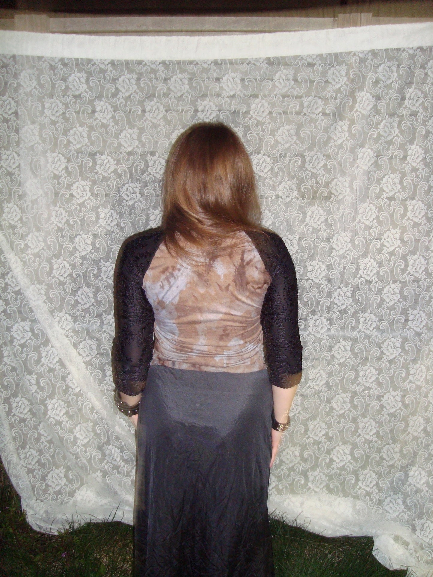 y2k brown n black zip up top