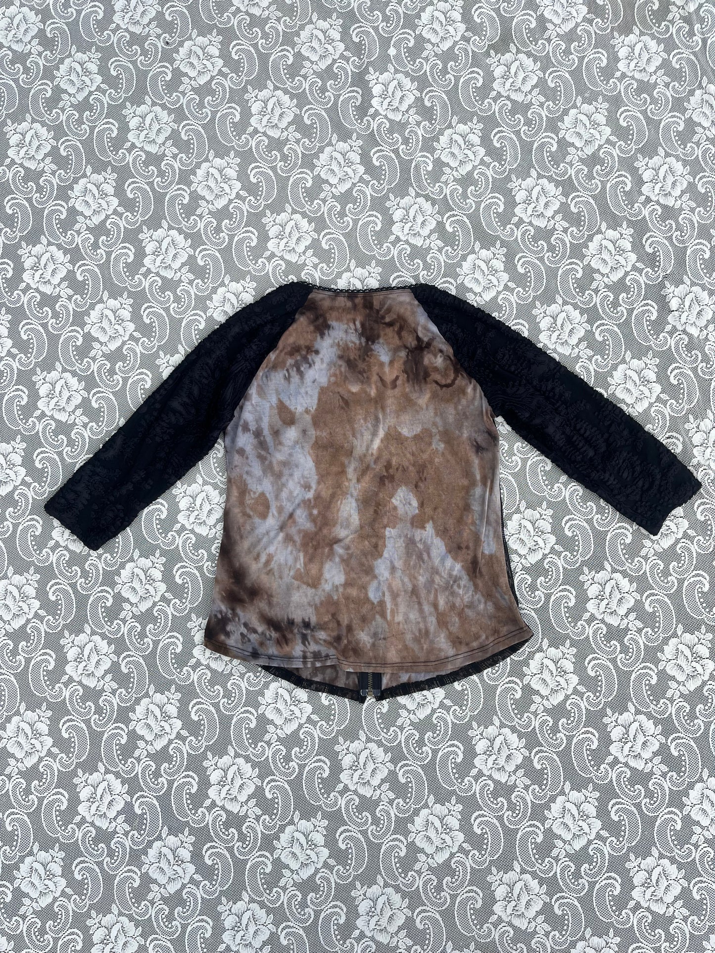 y2k brown n black zip up top