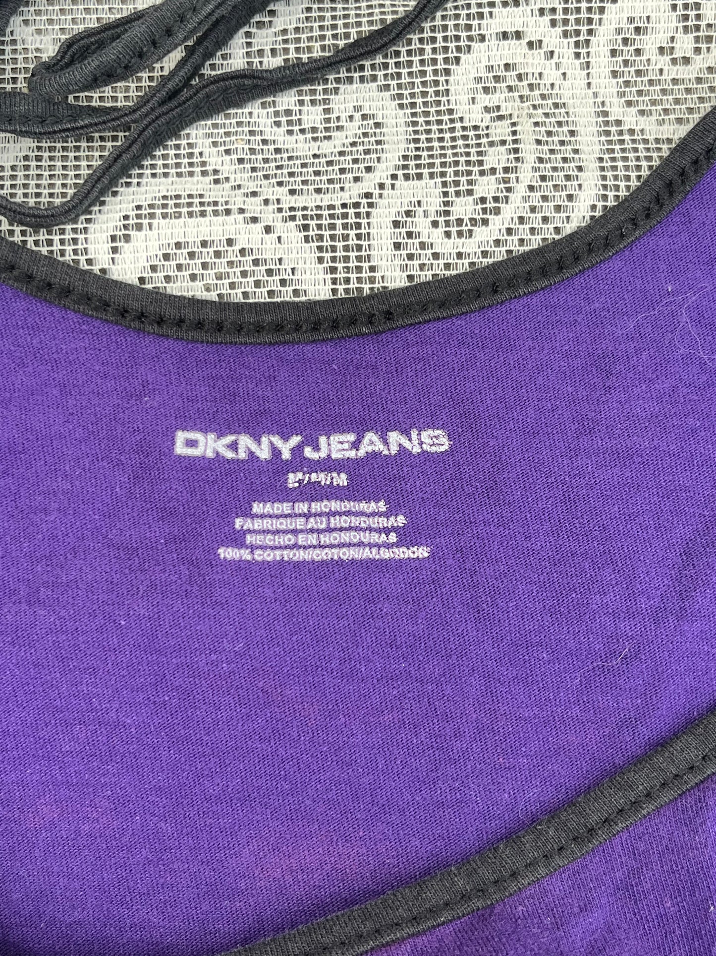 y2k purple DKNY sparkly tie up tshirt