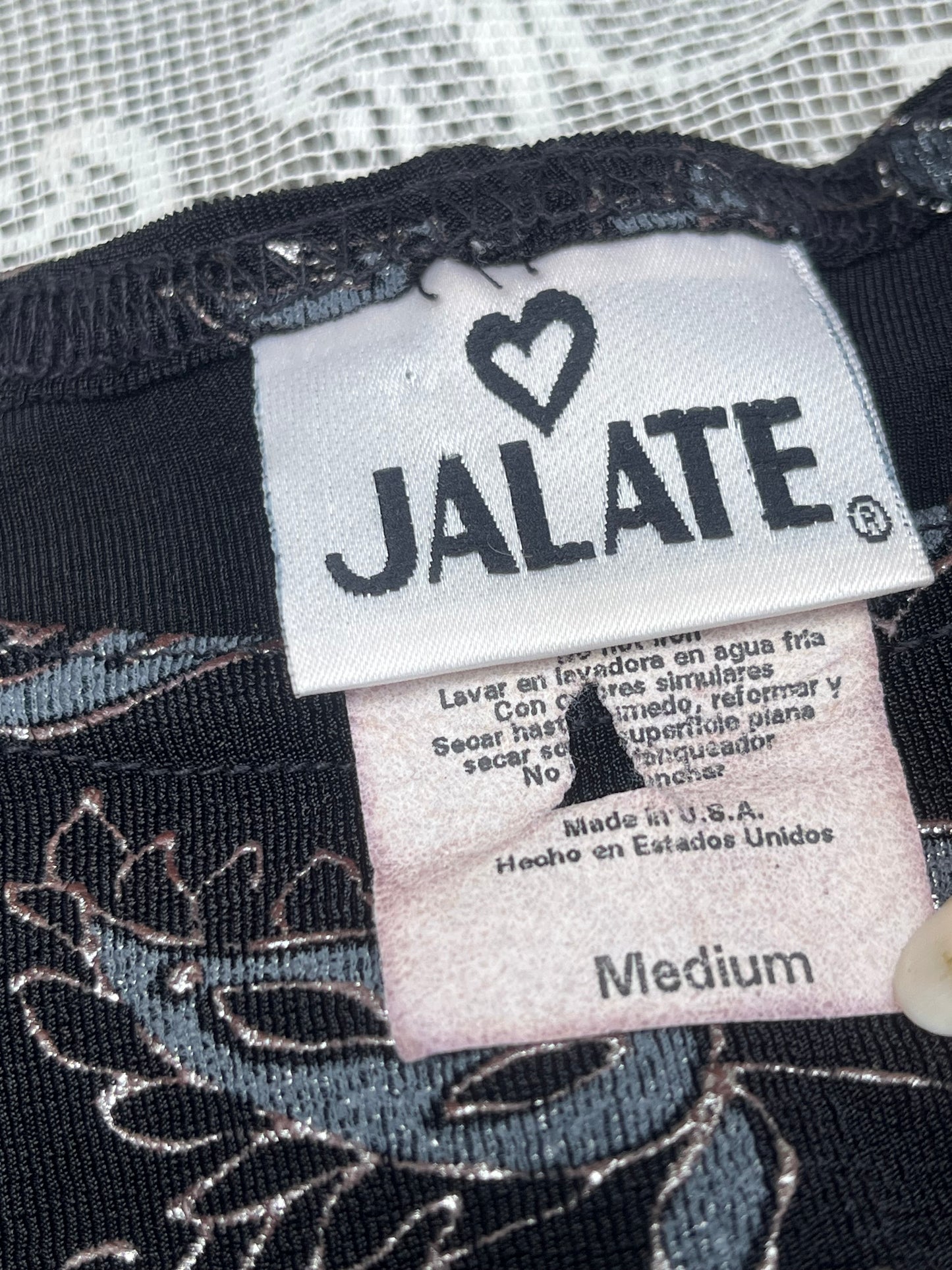 90s floral black n silver mini dress