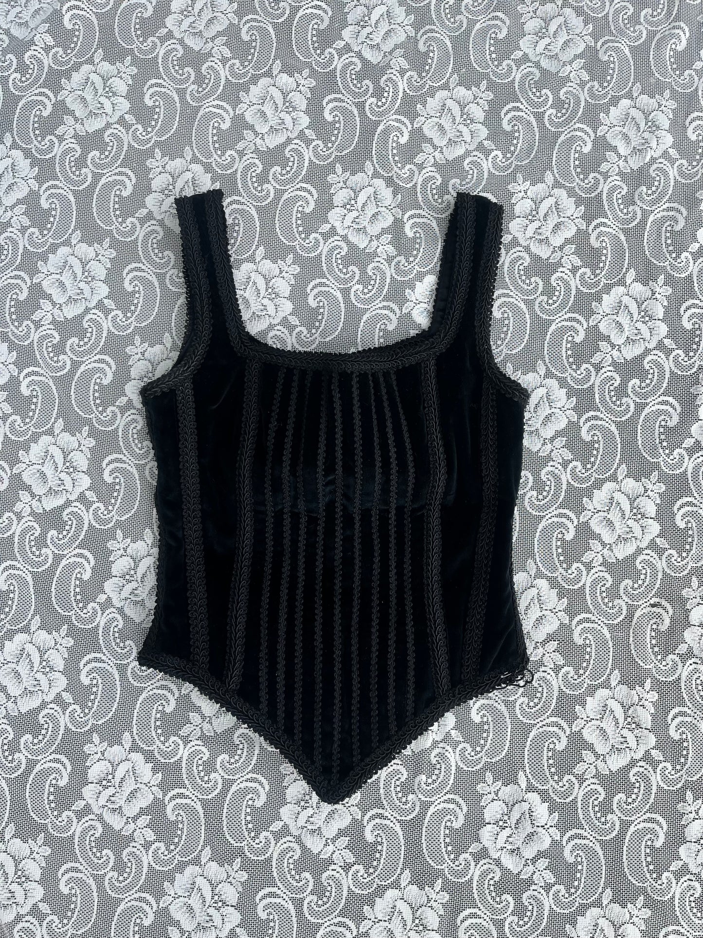 handmade velvet boned corset top