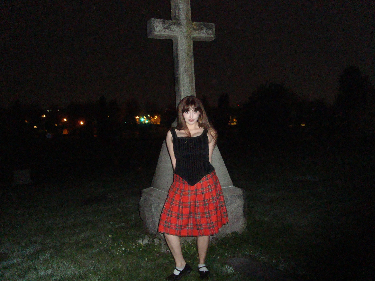 classic red pleated skirt