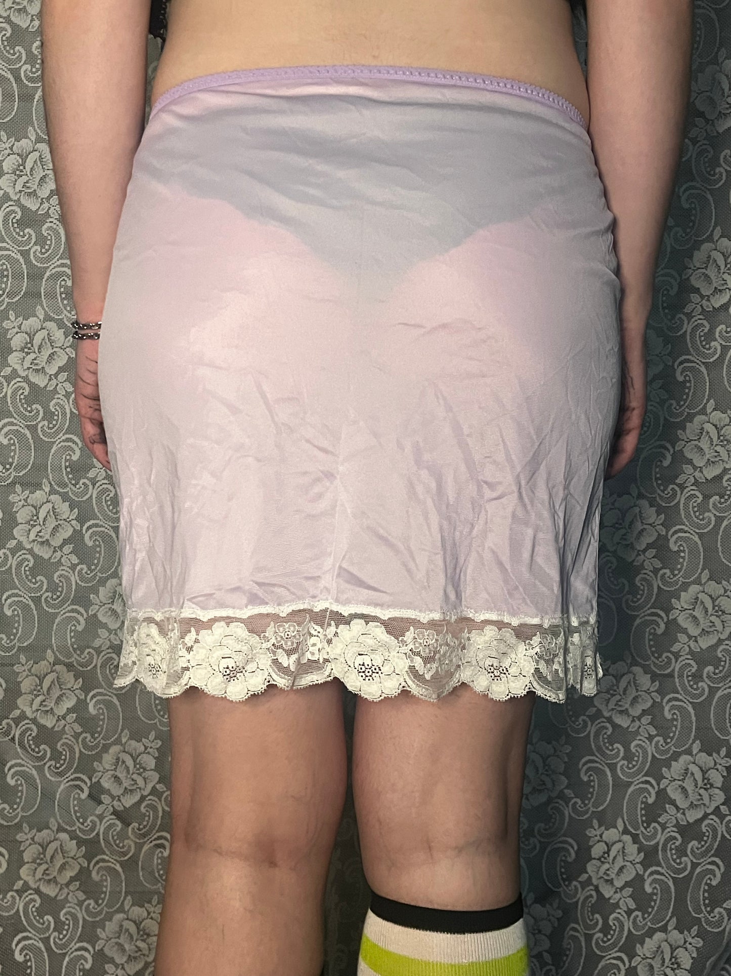 lavender mini slip skirt