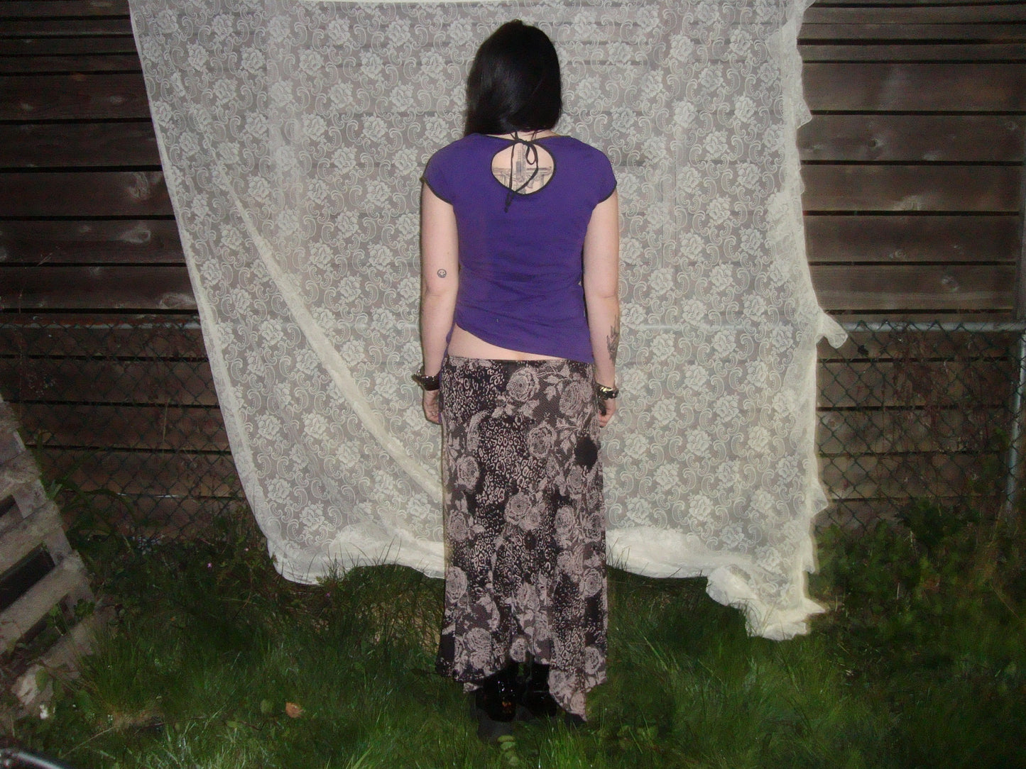 y2k purple DKNY sparkly tie up tshirt