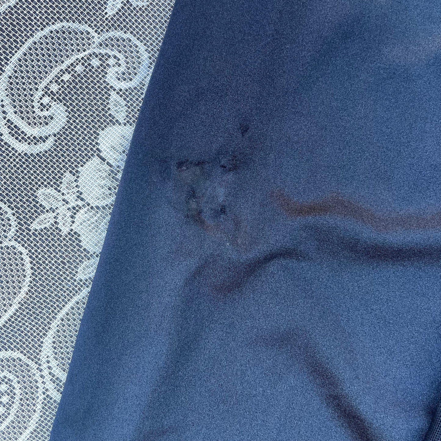 very long black sheer panel slip dress (as-is)