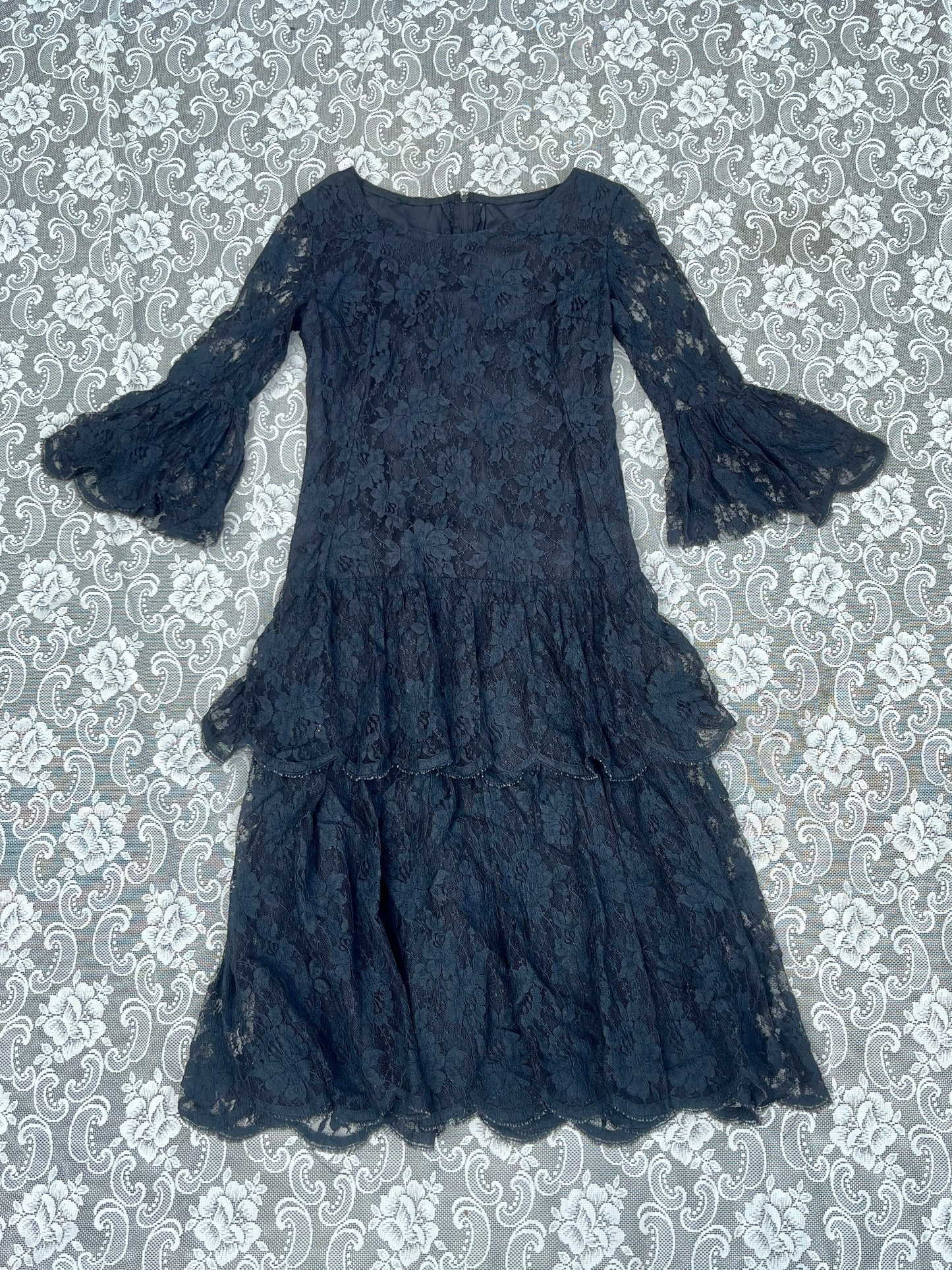 handmade antique black lace mourning dress