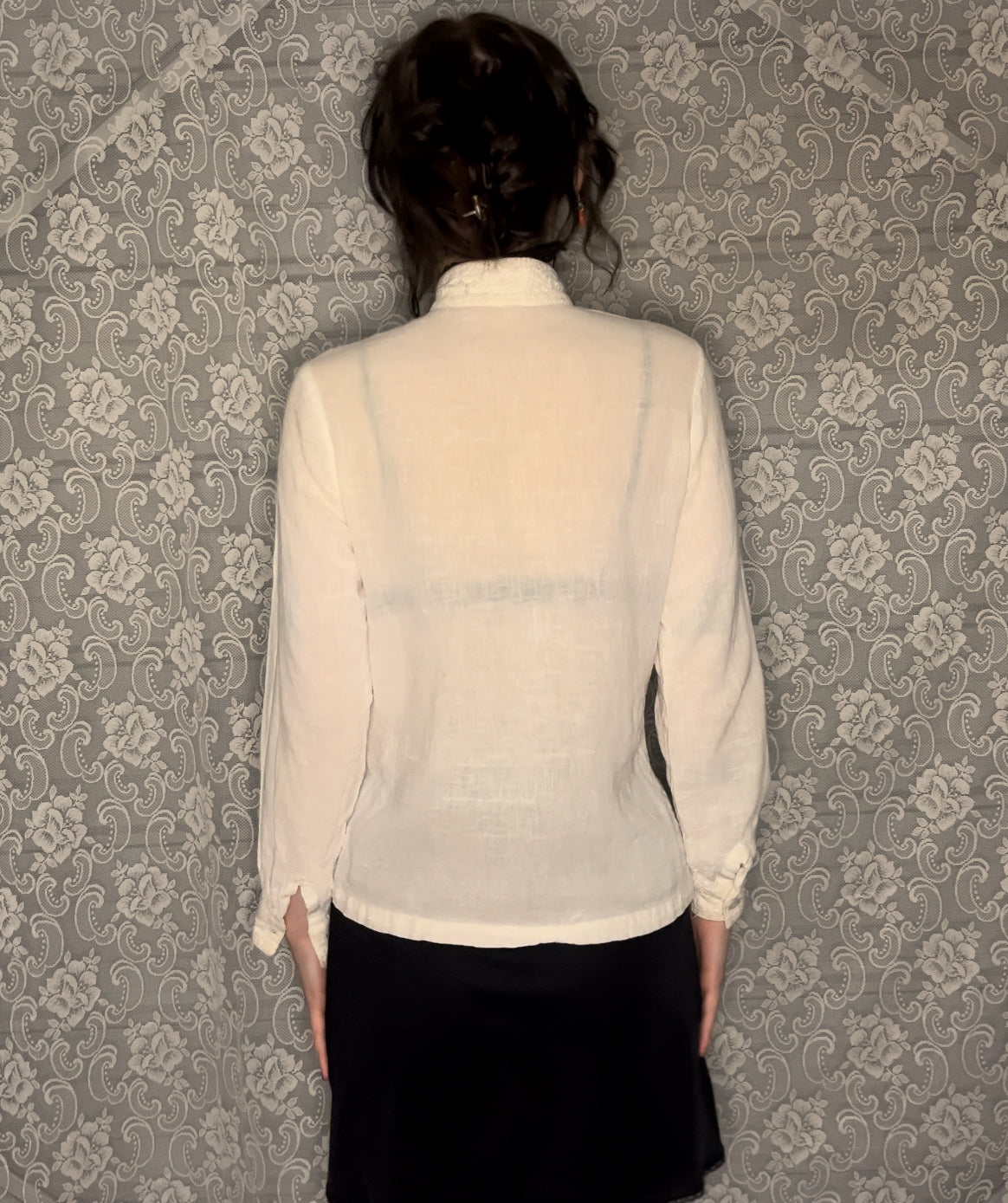 white cotton half button up